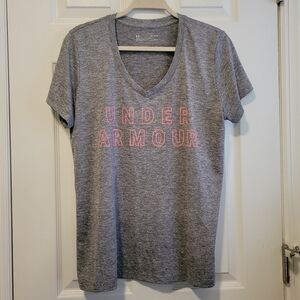 Under Armour Gray T-Shirt with Pink Logo